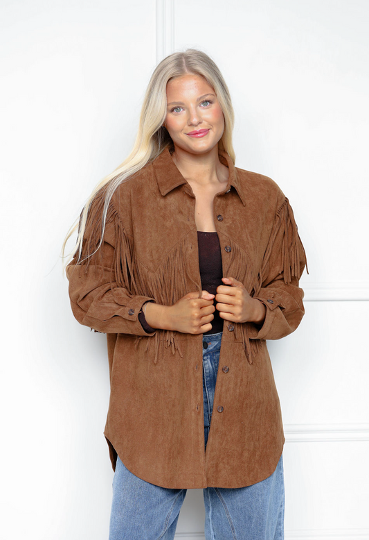 Faux Suede Fringe Jacket