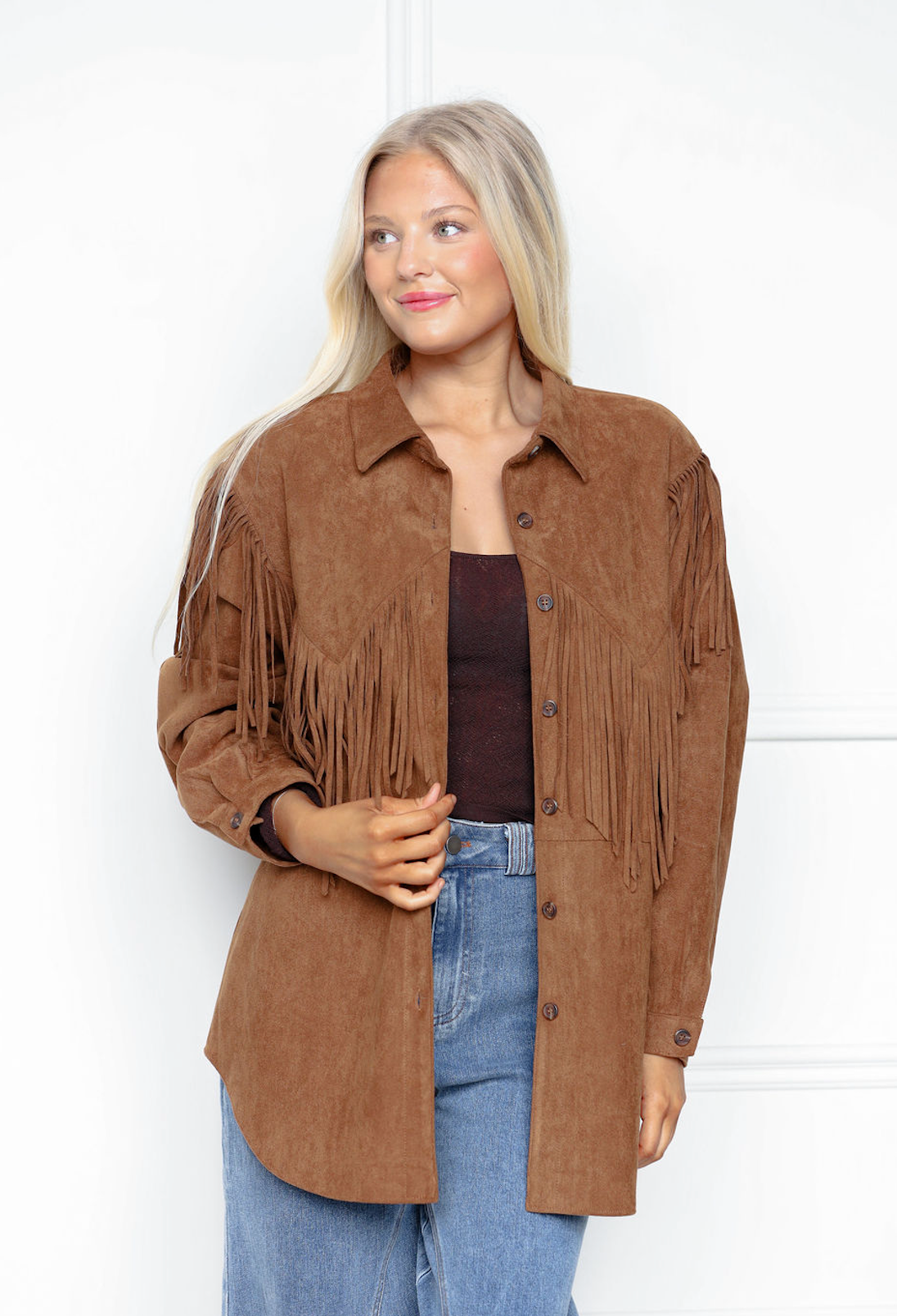 Faux Suede Fringe Jacket