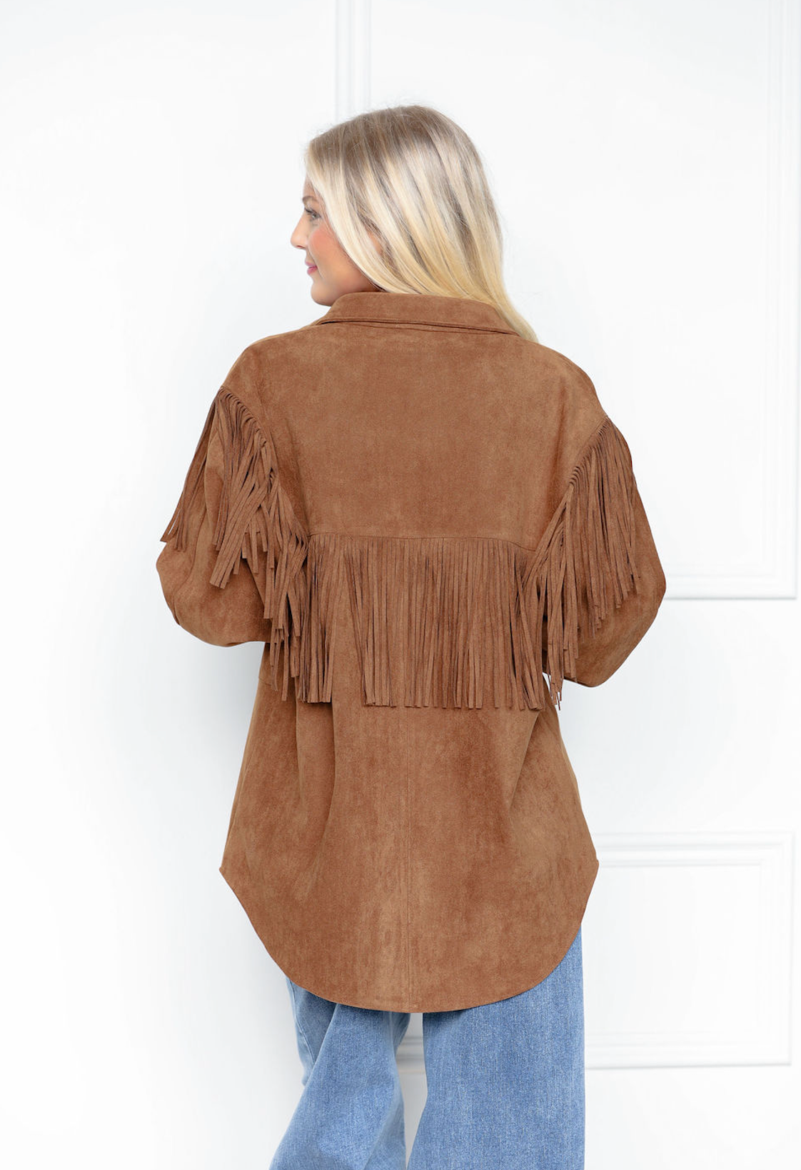 Faux Suede Fringe Jacket