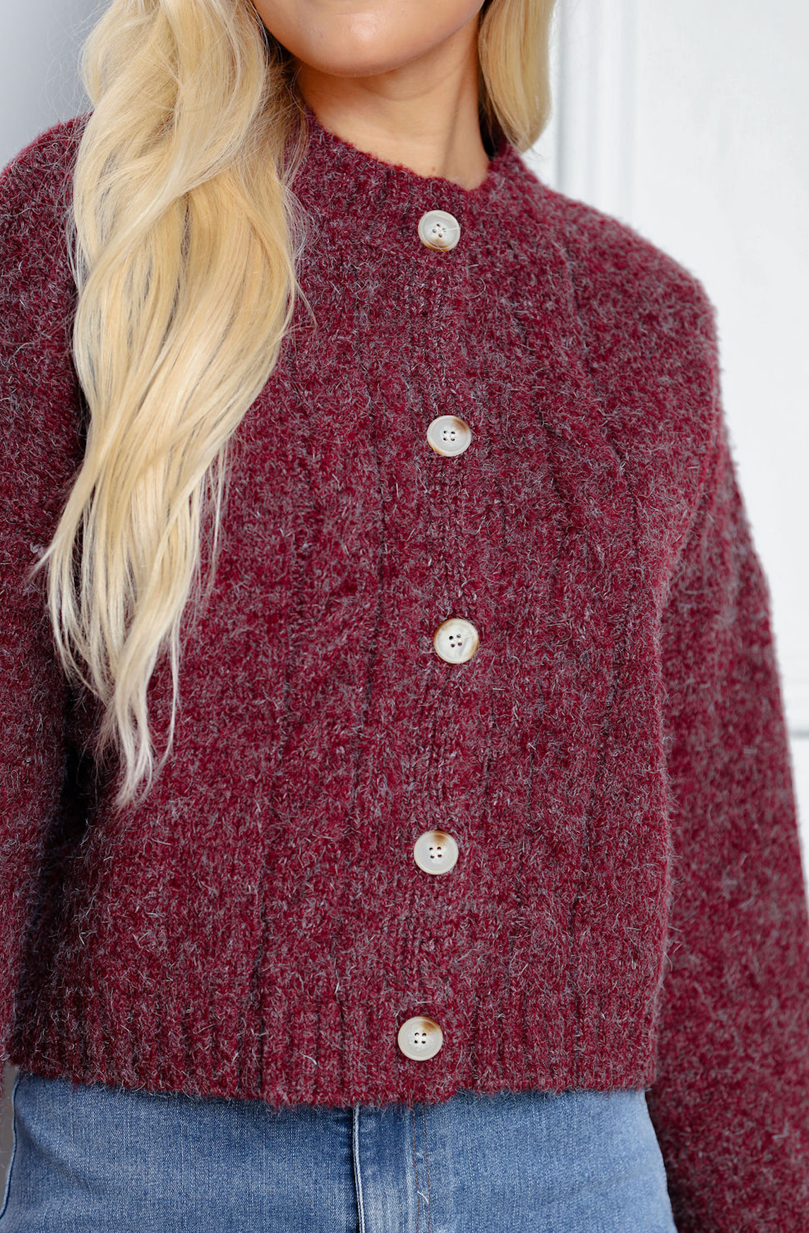 Sienna Cableknit Cardigan Berry
