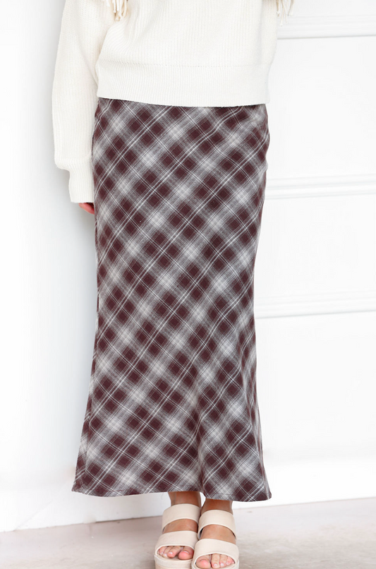 Plaid Checker Midi Skirt