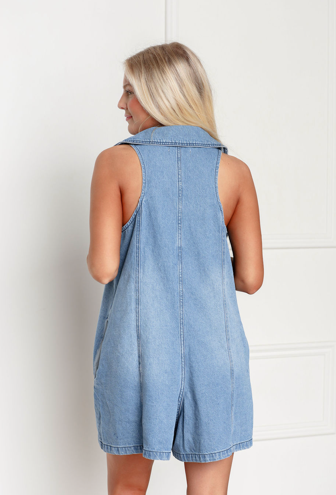Denim Oversized Collar Romper