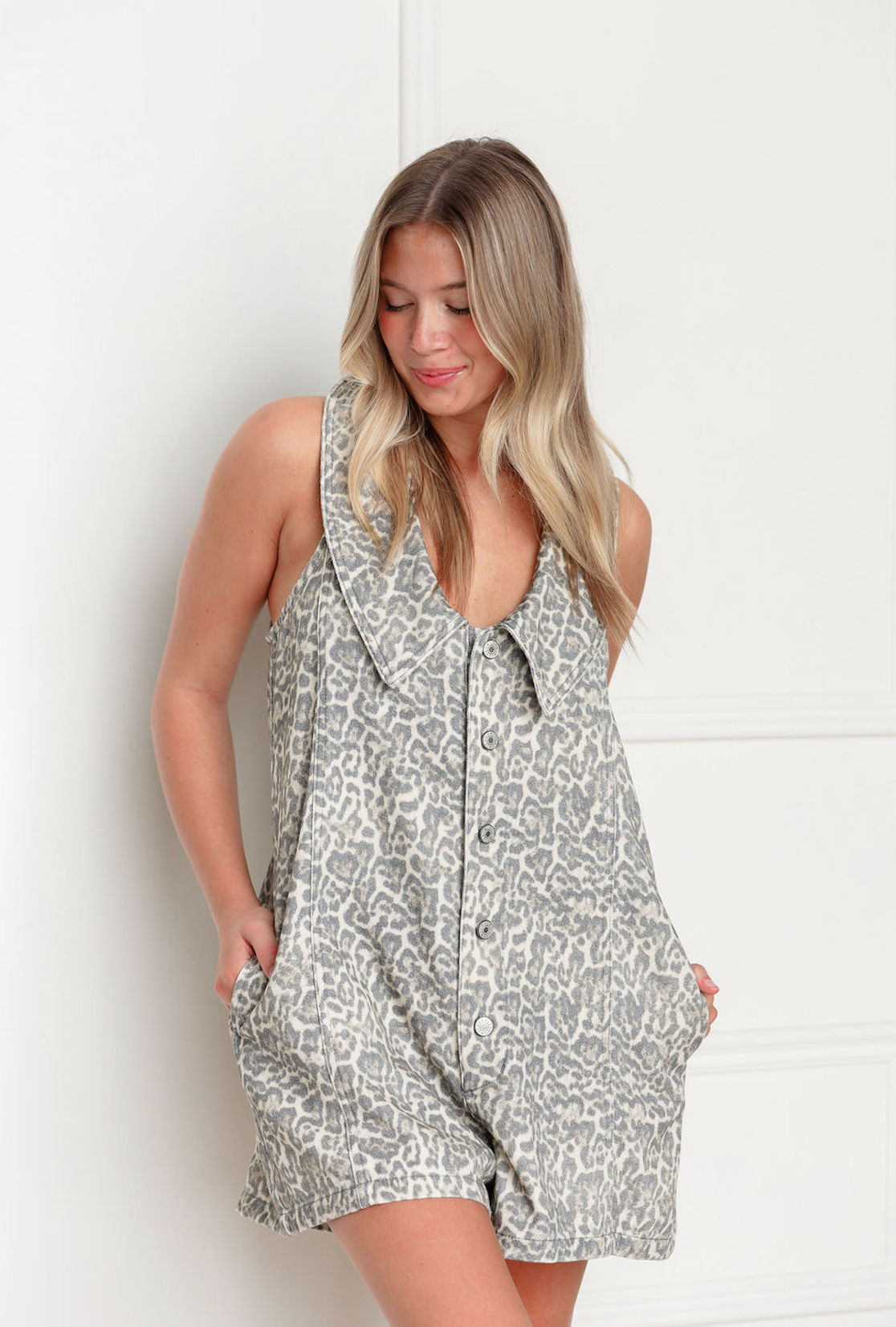 Leopard Oversized Collar Romper