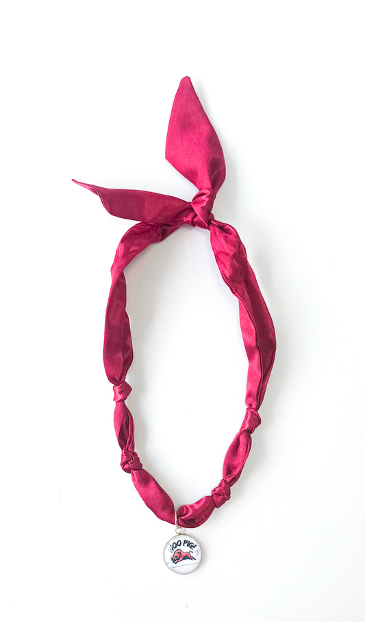 Woo Pig Charm Scarf Necklace