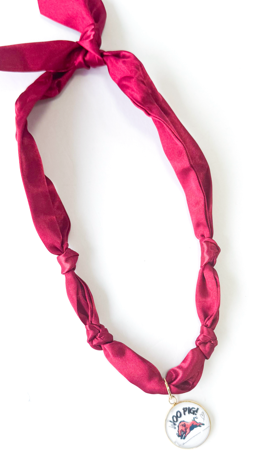 Woo Pig Charm Scarf Necklace