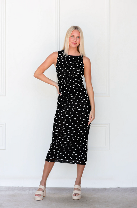 Mesh Polka Dot Midi Skirt