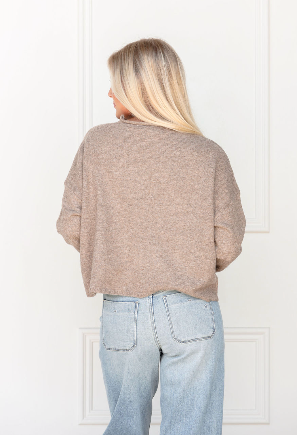 Lace Ruffle Edge Cardigan Taupe