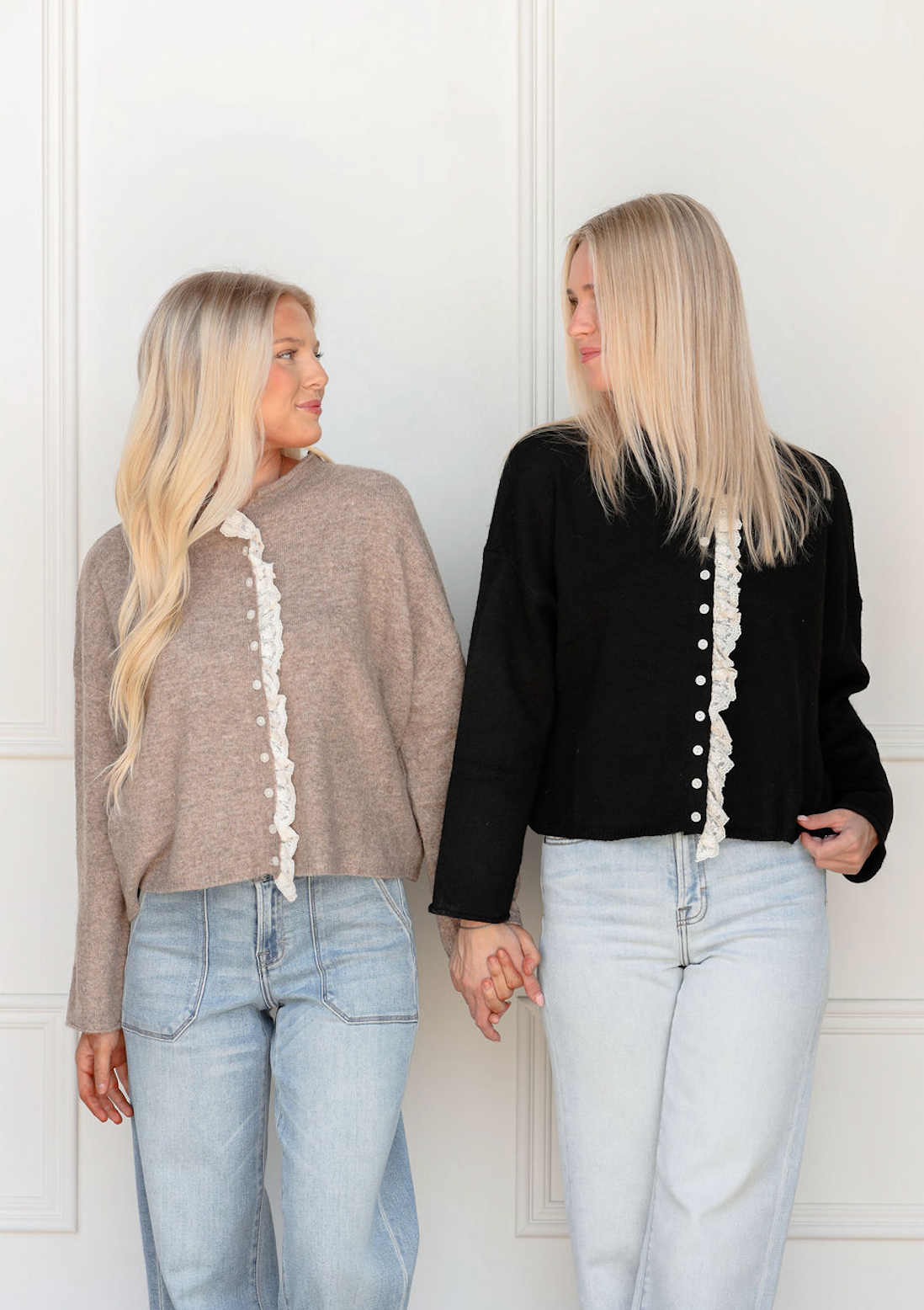 Lace Ruffle Edge Cardigan Black