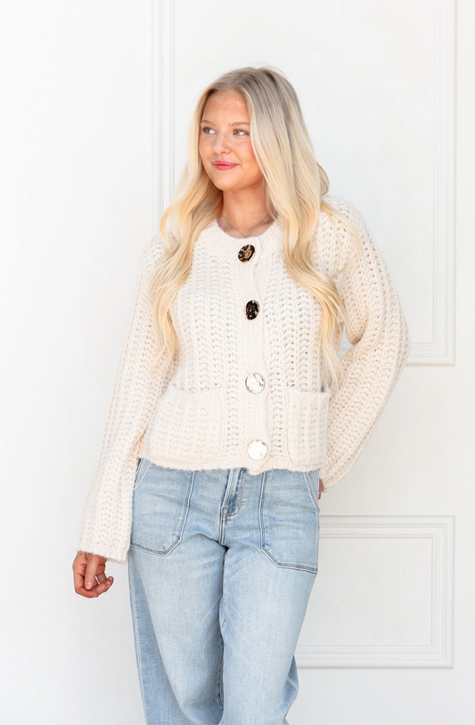 Chunky Sweater Jacket Cream