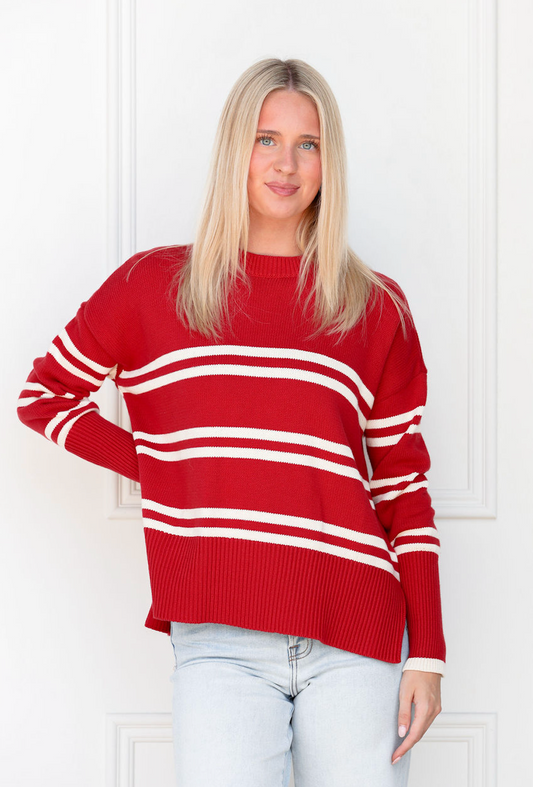 Double Stripes Sweater Red