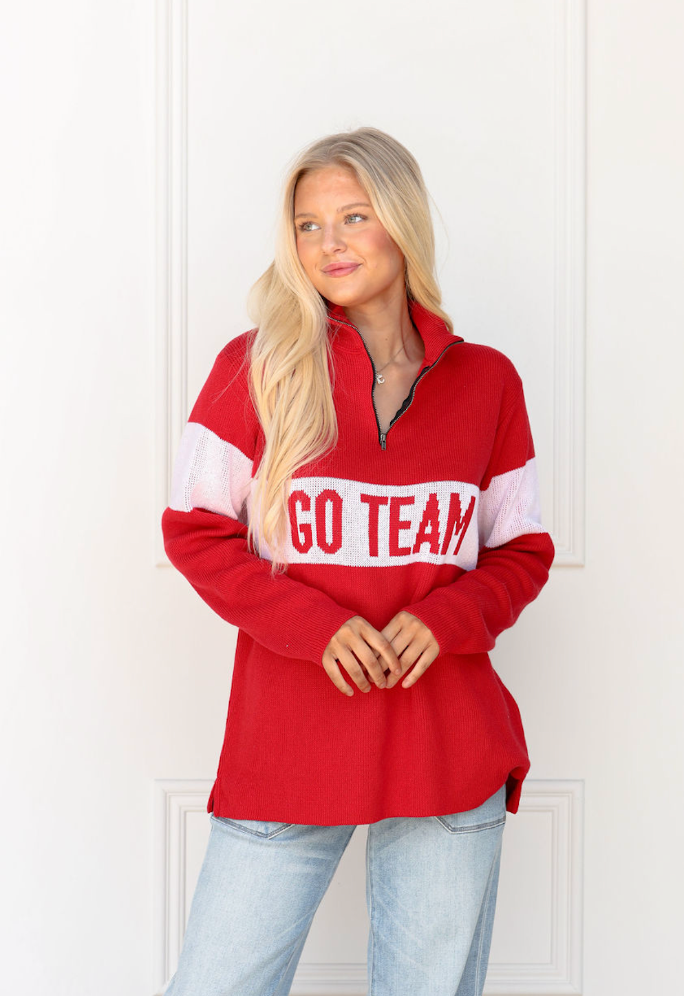 Go Team Quarter Zip Sweater