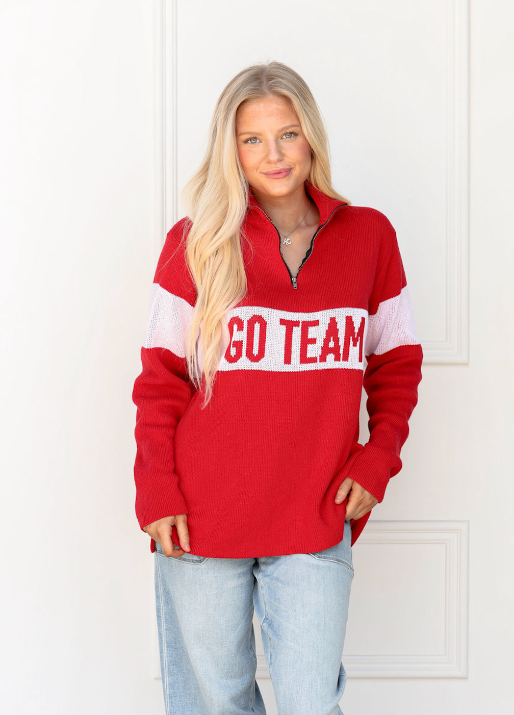 Go Team Quarter Zip Sweater