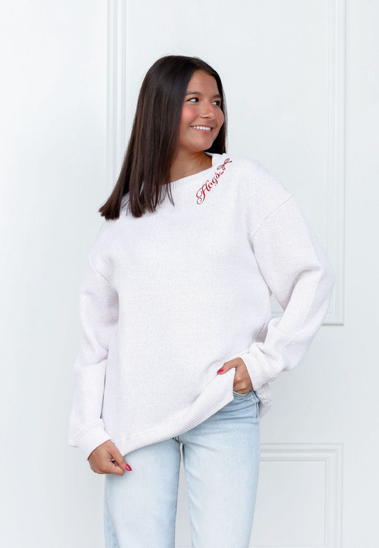 Hogs w/ Bow Embroidered Crewneck