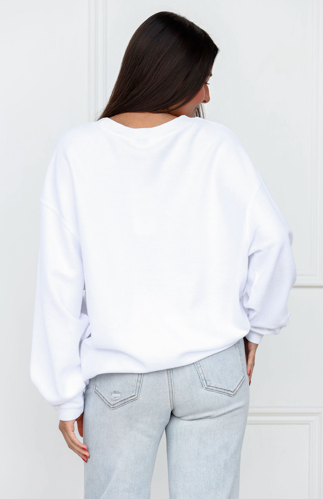Arkansas Football White Corded Crew