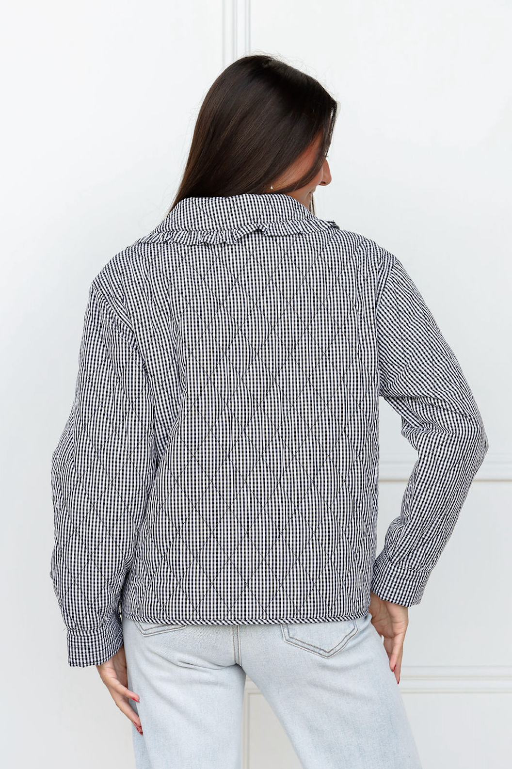 Gingham Quilted Jacket Black