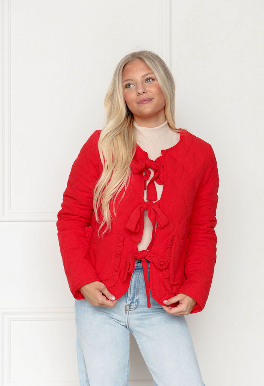 Red Tie Quilted Jacket