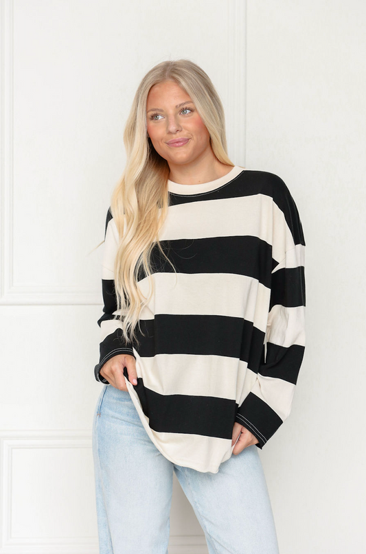 Big Stripes Crewneck Black/White