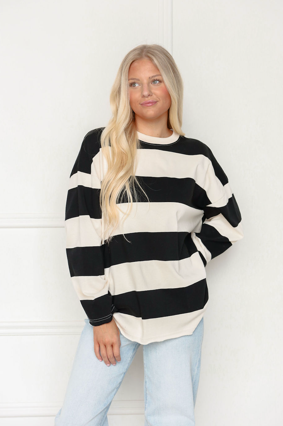 Big Stripes Crewneck Black/White