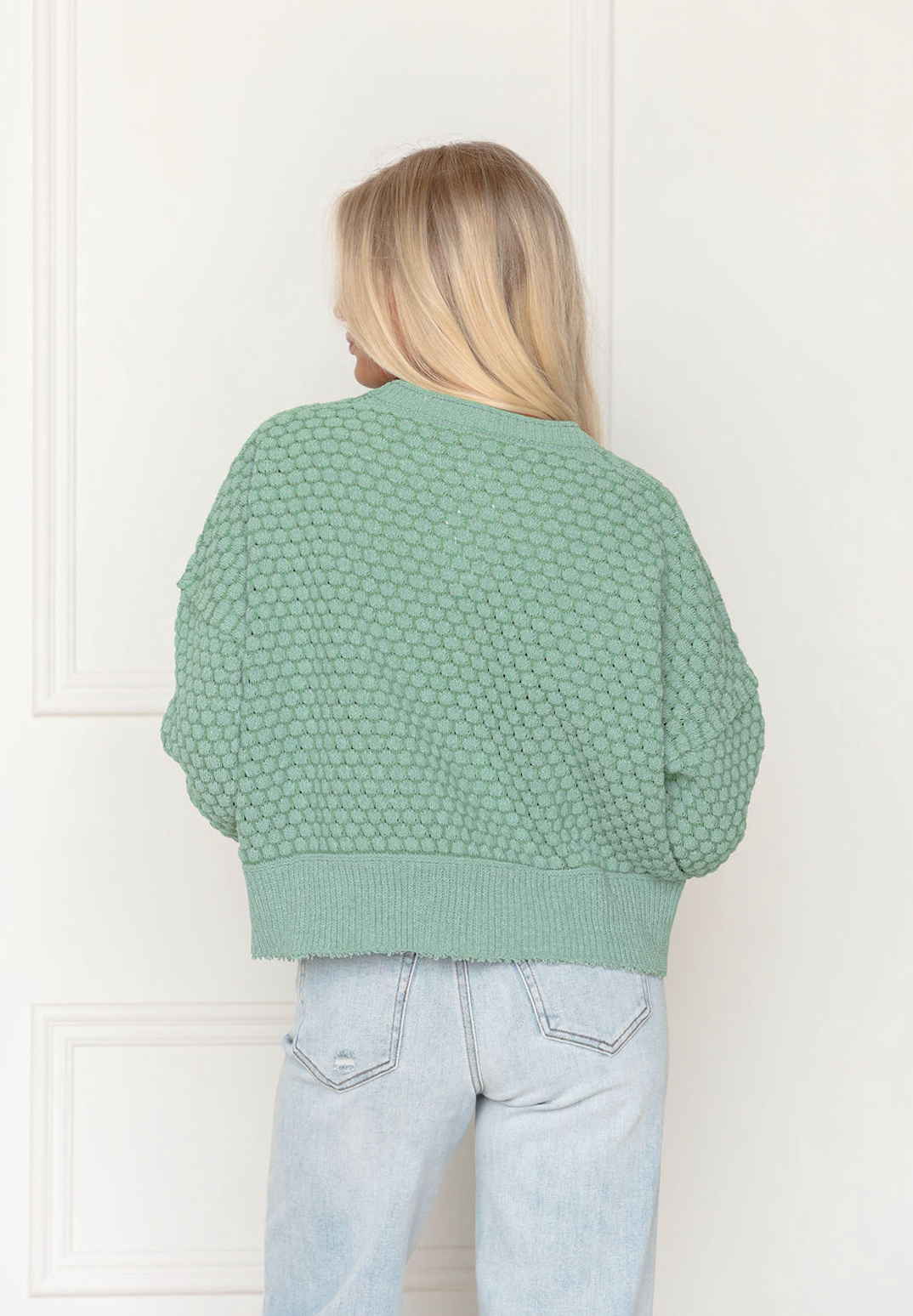 Pistachio Raw Edge Sweater
