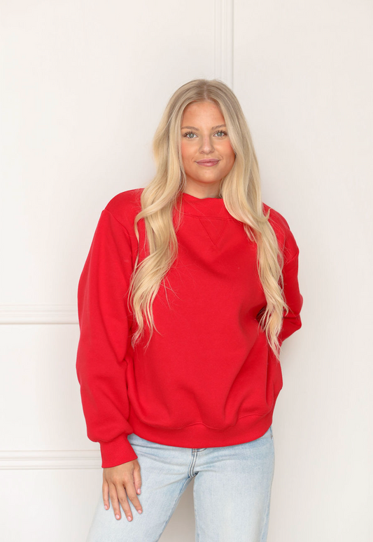 Fleece Mock Neck Sweatshirt Red