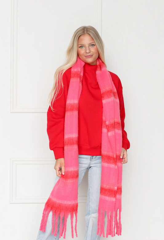 Pink Color Block Scarf