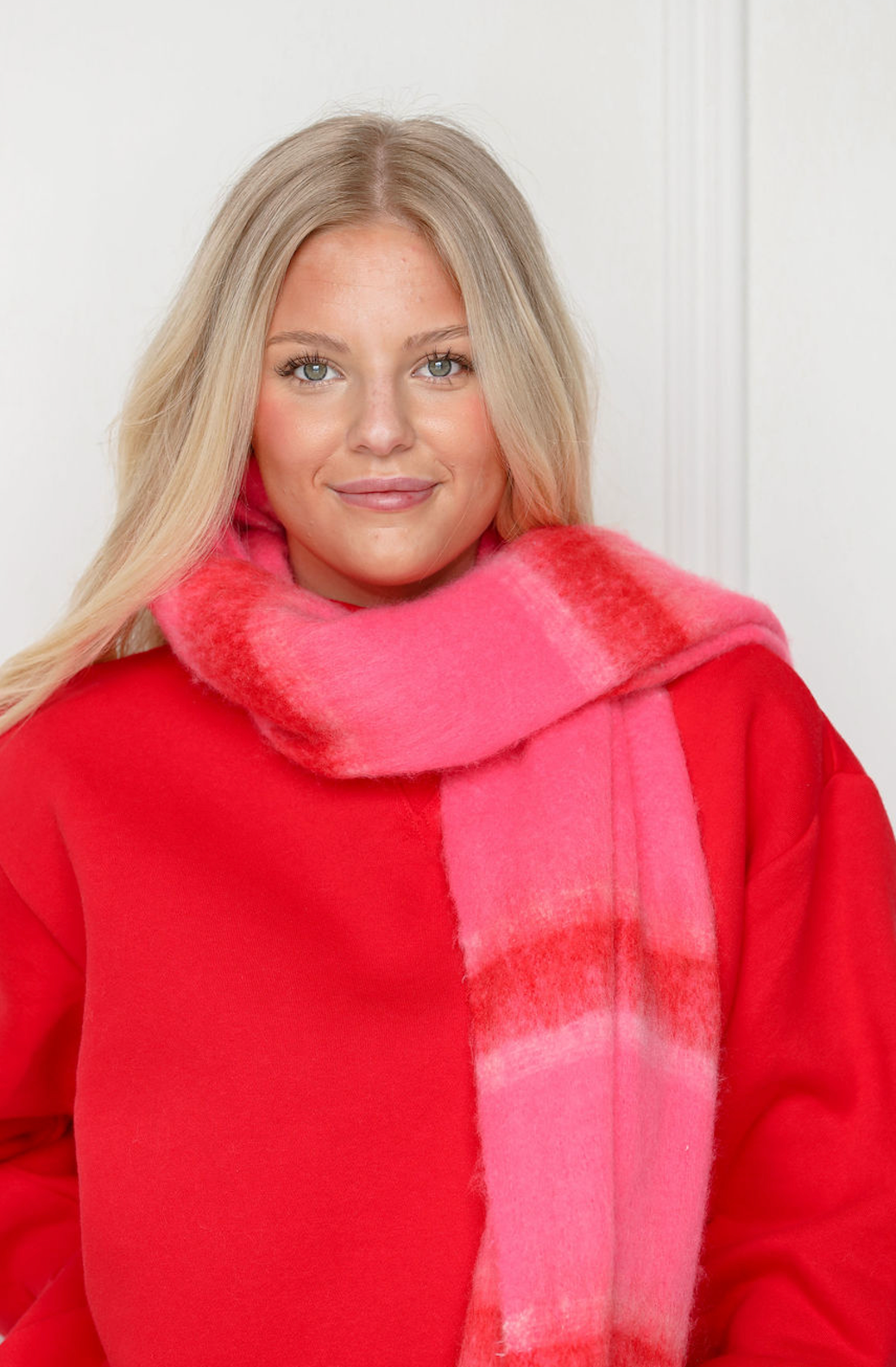 Pink Color Block Scarf
