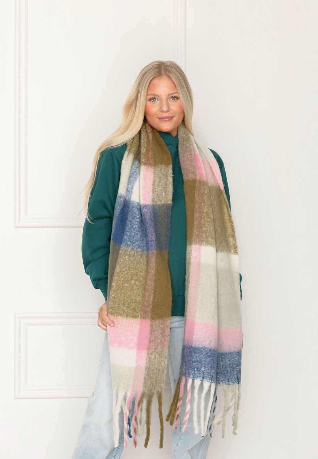 Plaid Color Block Blanket Scarf