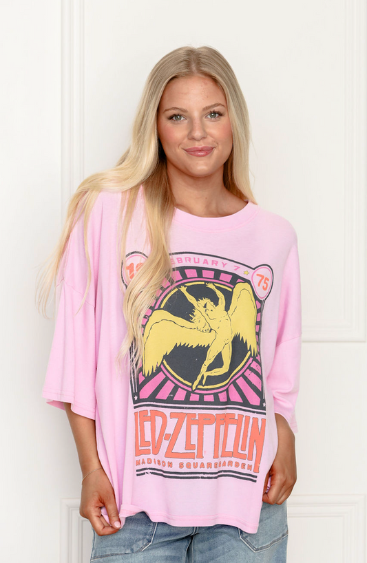 Led Zeppelin Pink One Size Tee