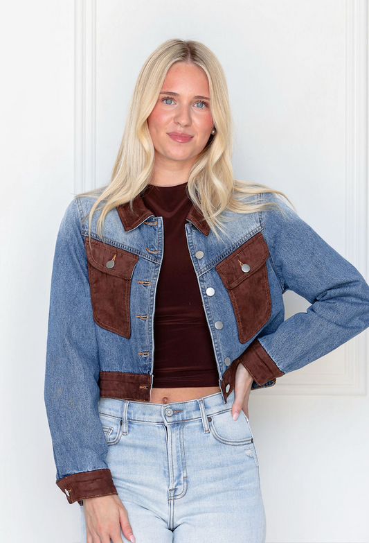 Suede Contrast Denim Jacket