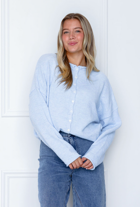 Sky Blue Button Up Sweater