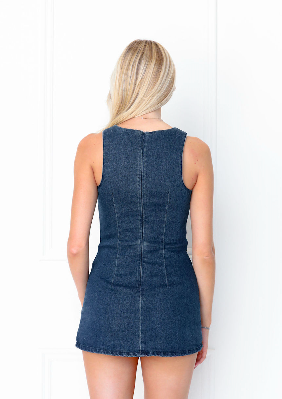 Dark Denim Boat Neck Dress