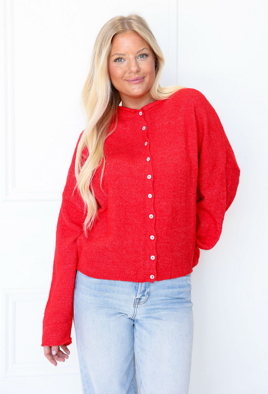 Red Button Up Sweater