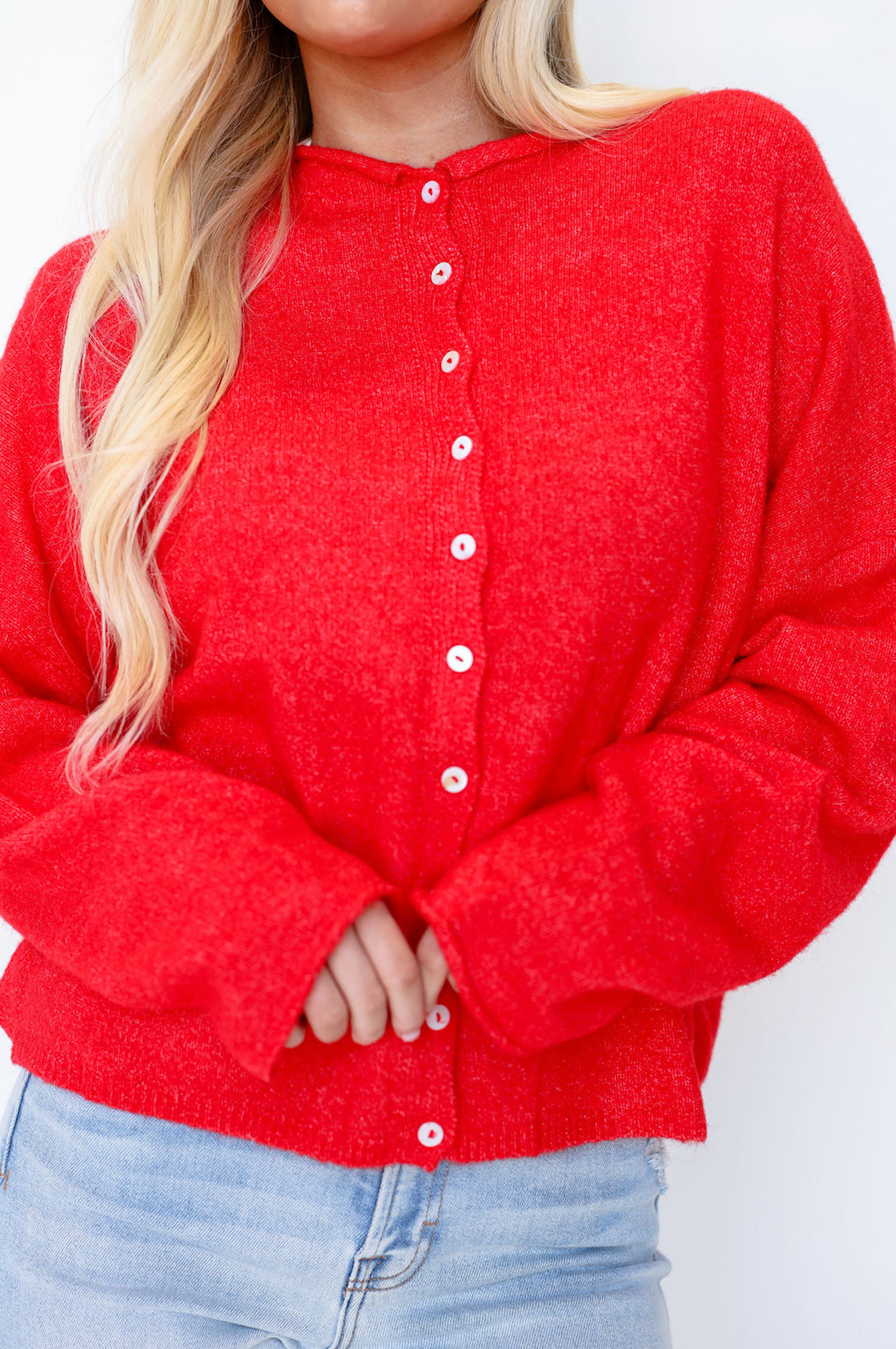 Red Button Up Sweater