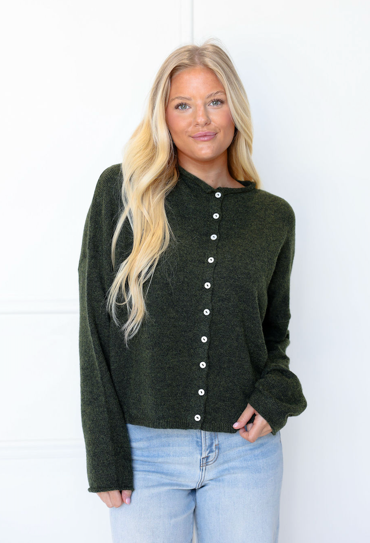 Hunter Green Button Up Sweater