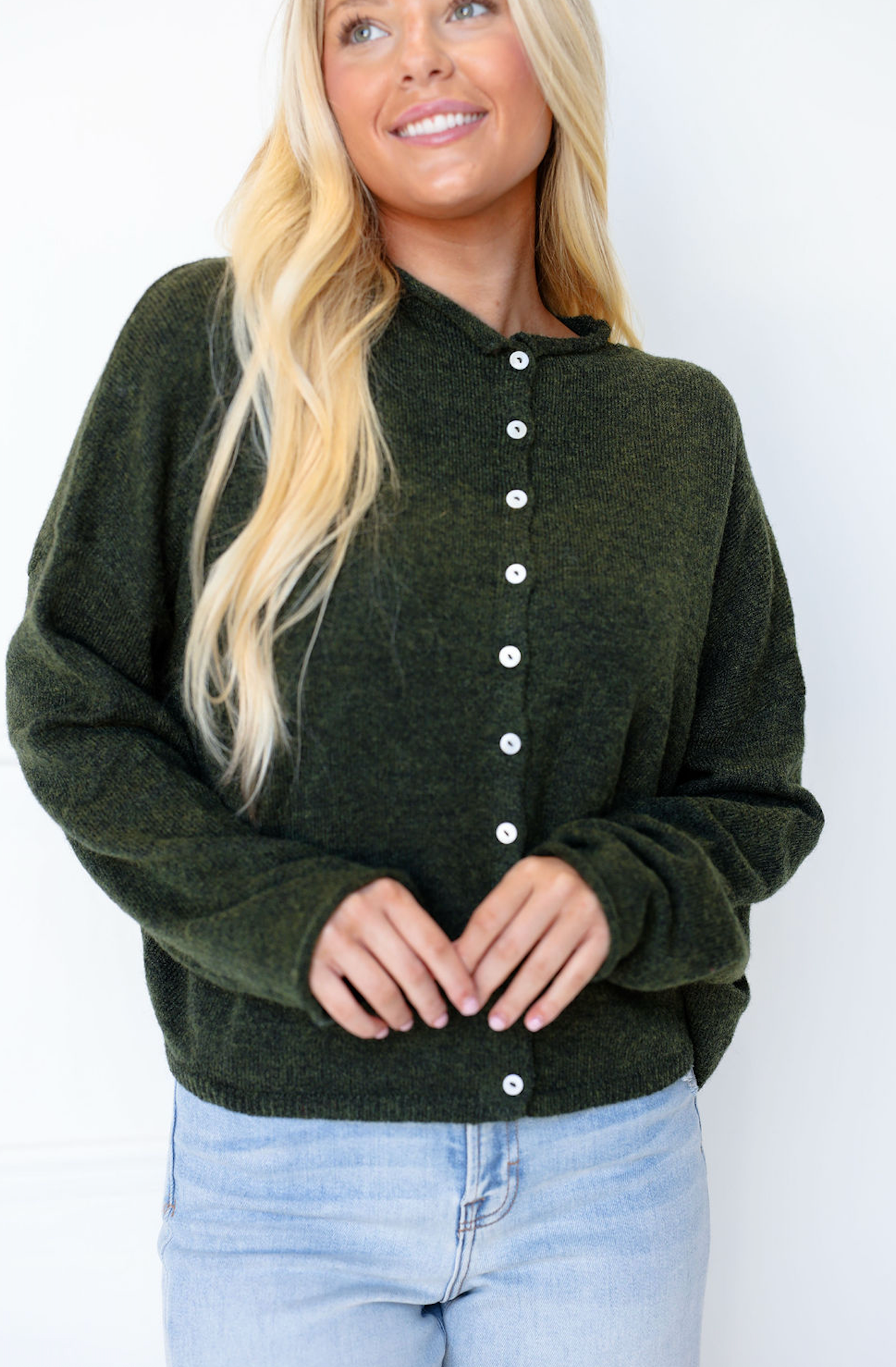 Hunter Green Button Up Sweater