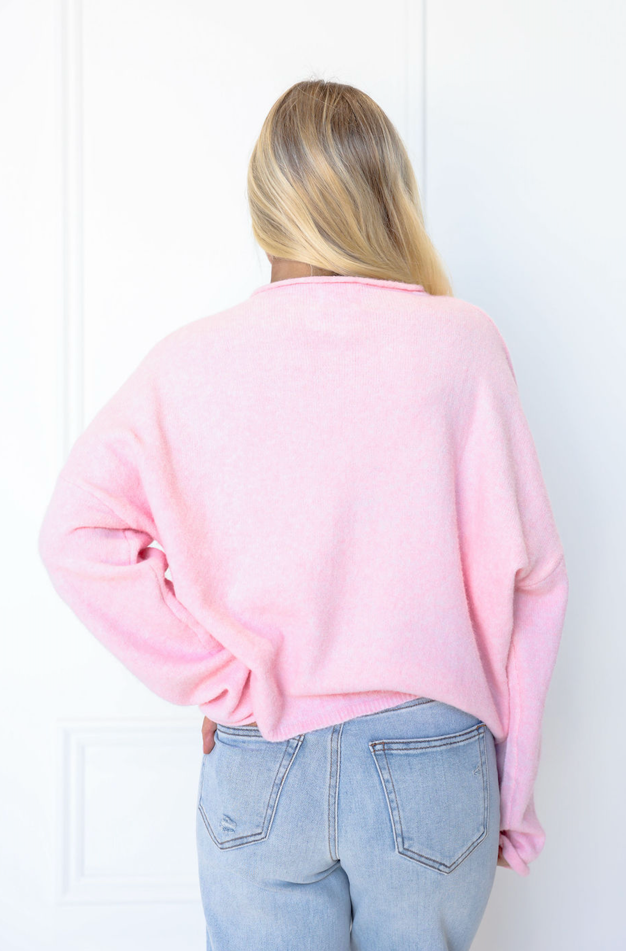 Baby Pink Button Up Sweater