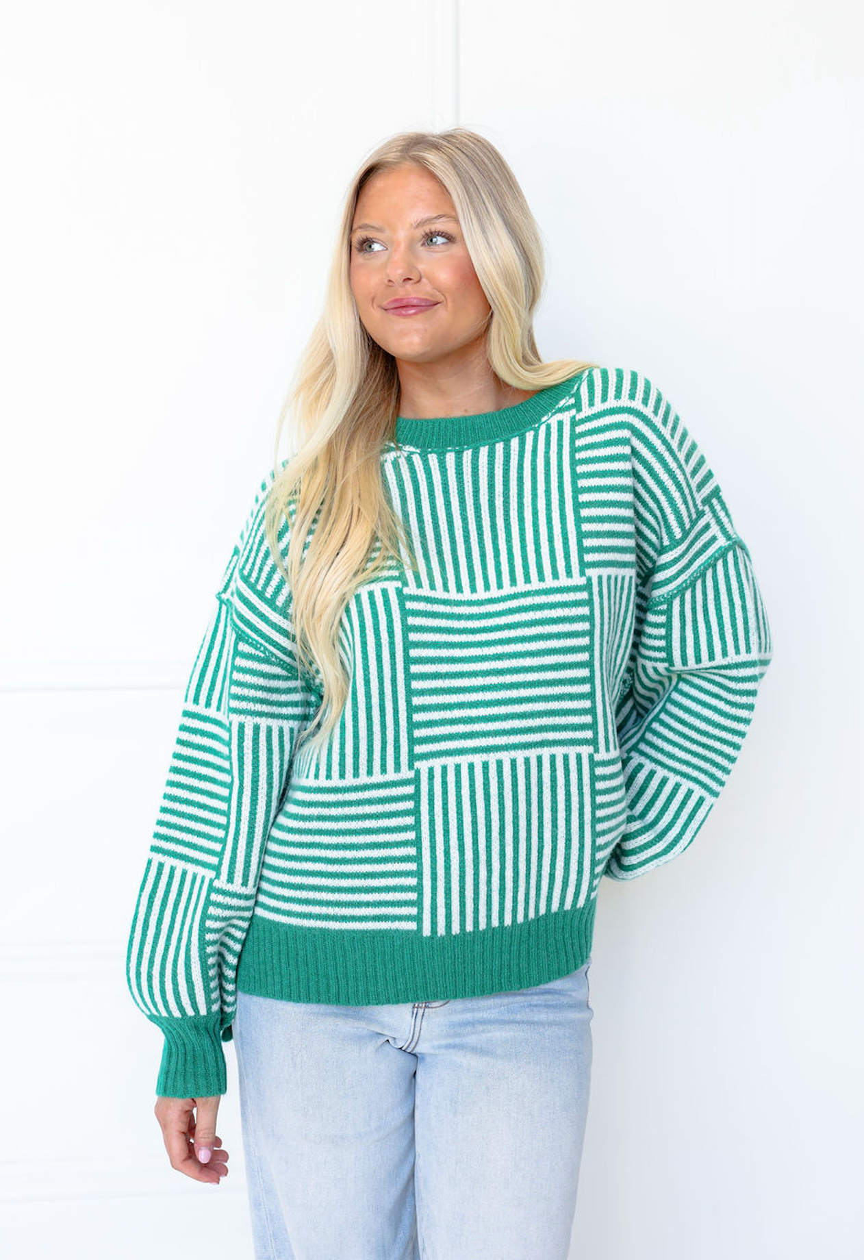 Kelly Green Checker Sweater