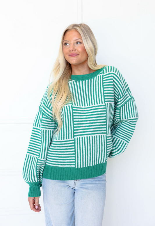 Kelly Green Checker Sweater