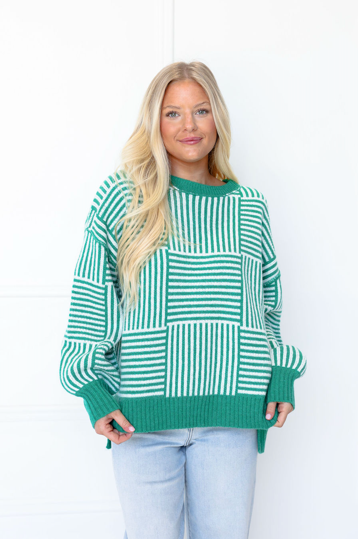 Kelly Green Checker Sweater