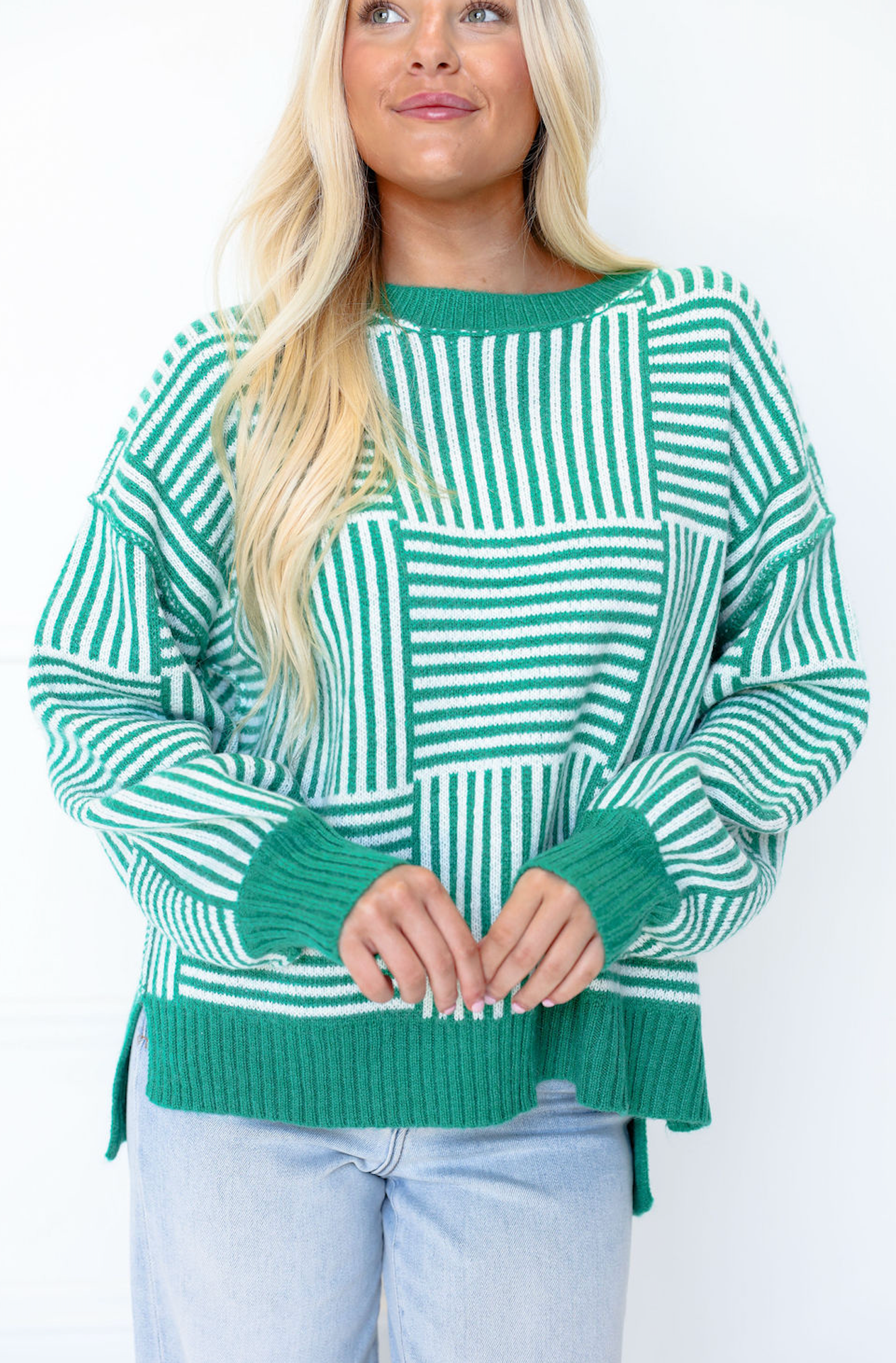 Kelly Green Checker Sweater