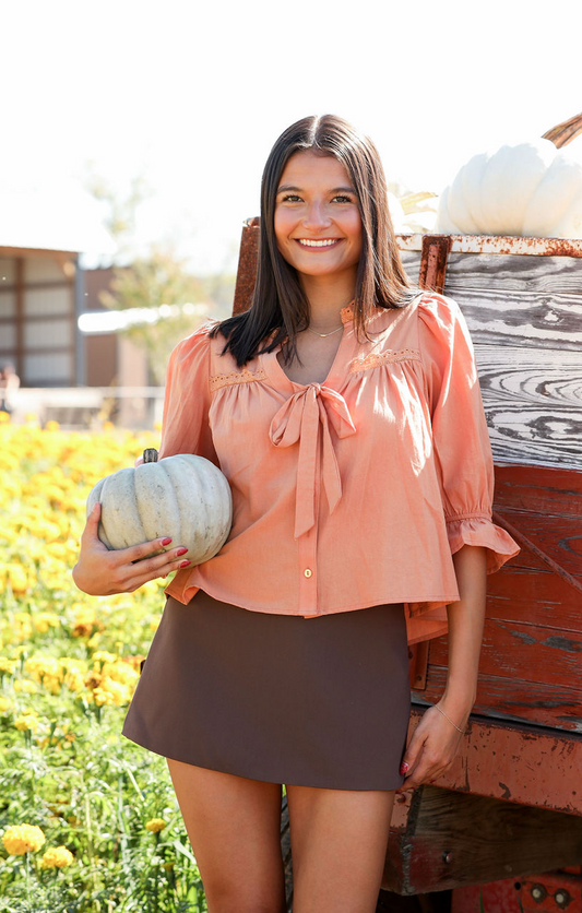 Pumpkin Spice Ribbon Blouse