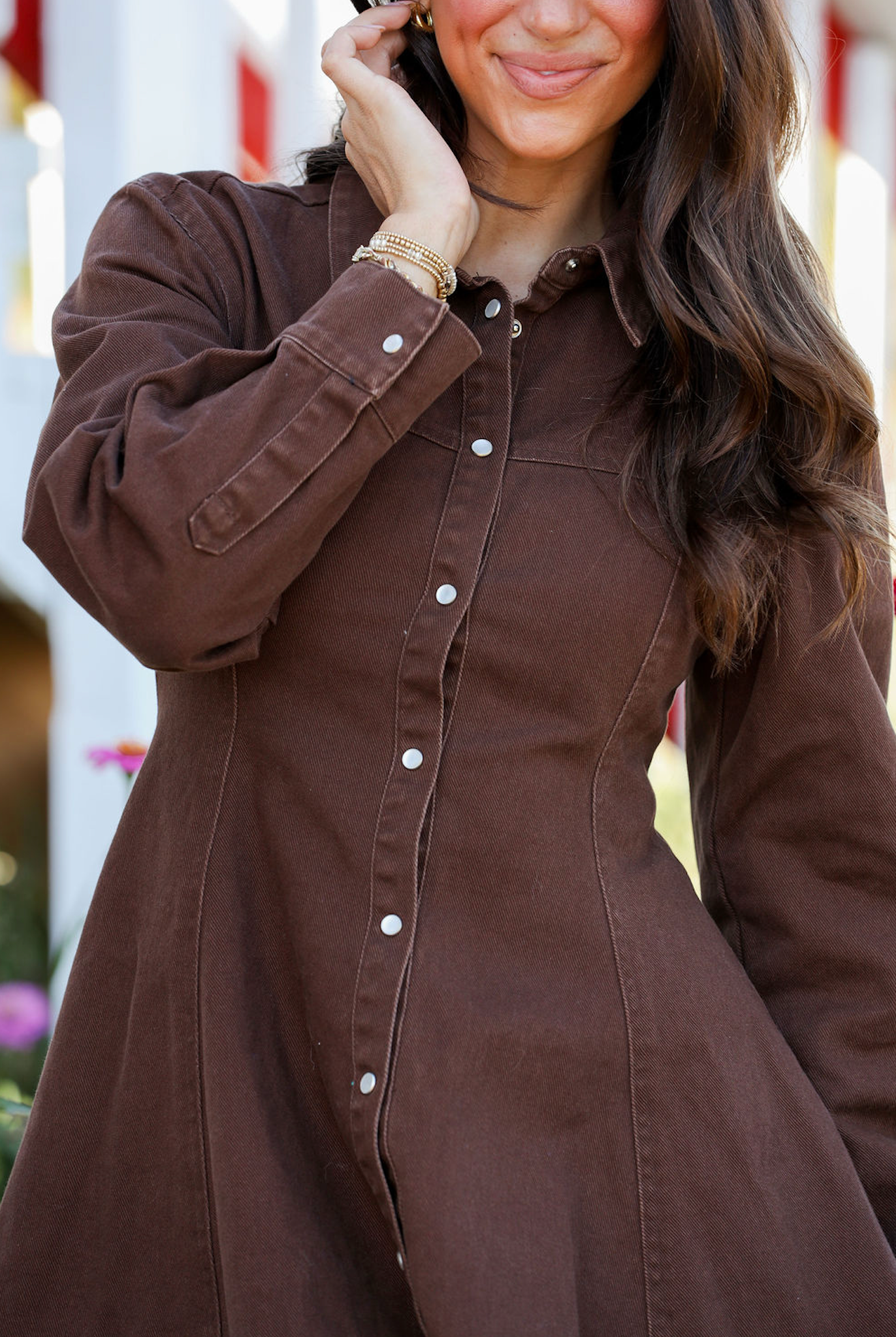 Lea Button Dress Brown
