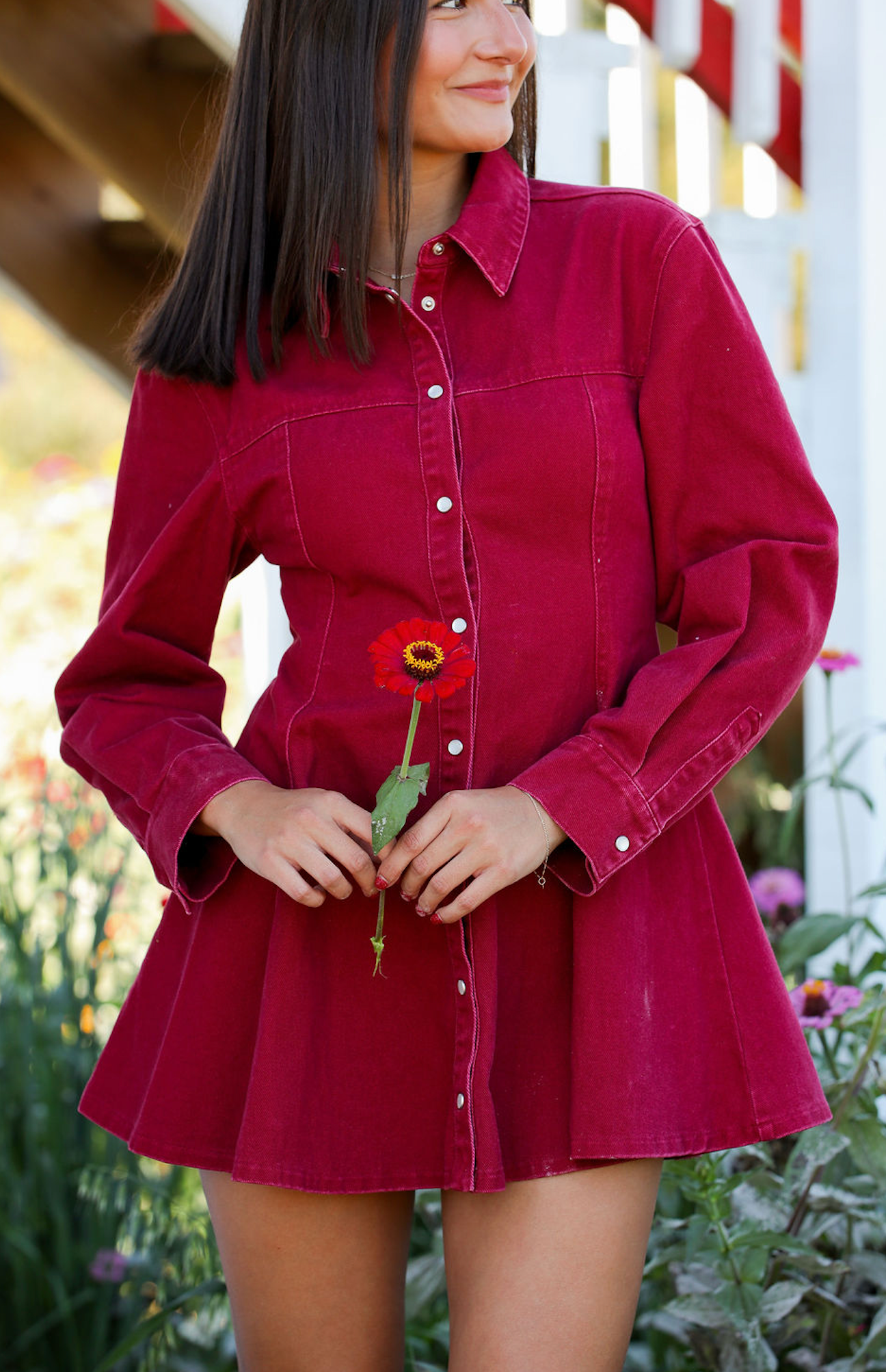 Lea Button Dress Maroon