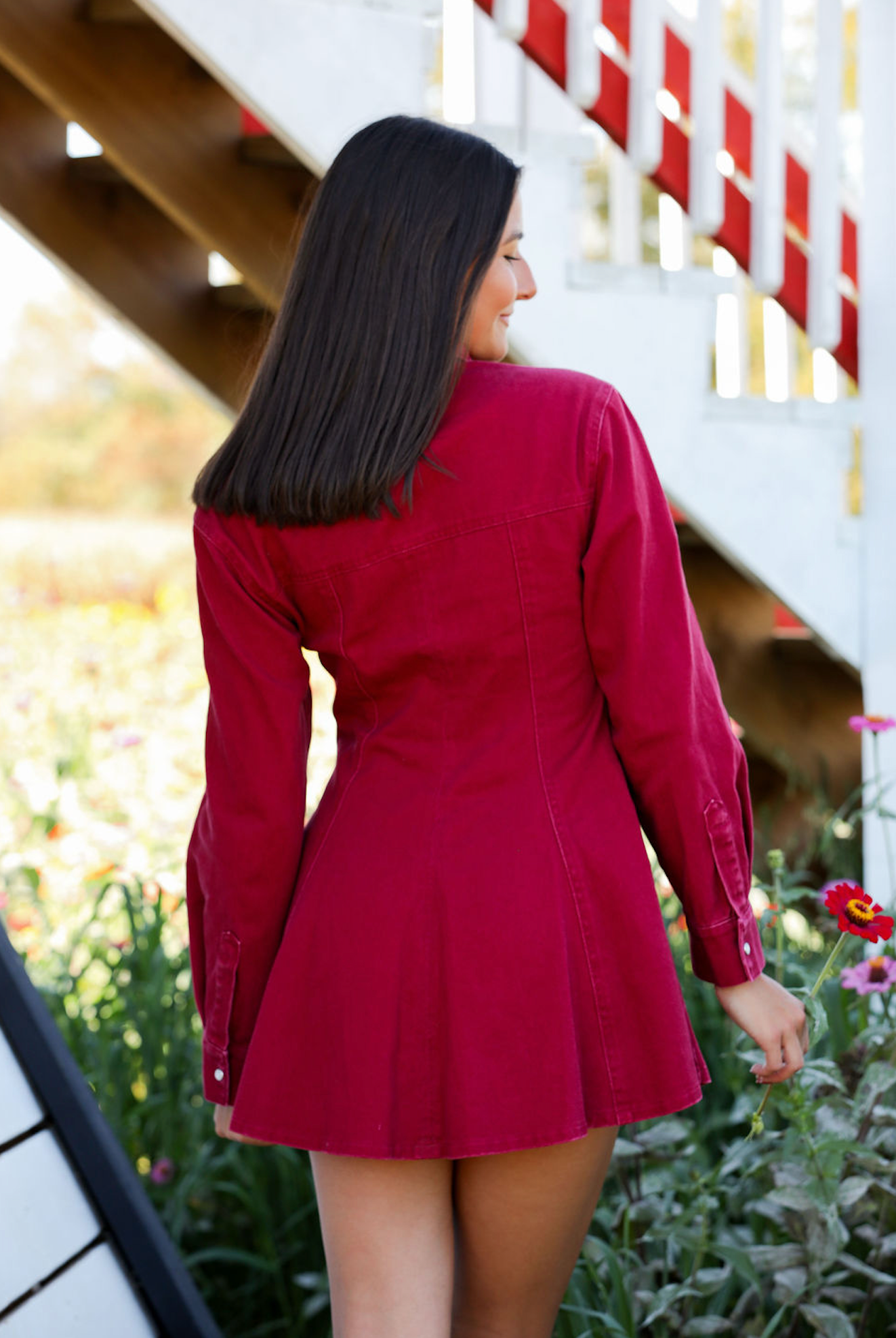 Lea Button Dress Maroon