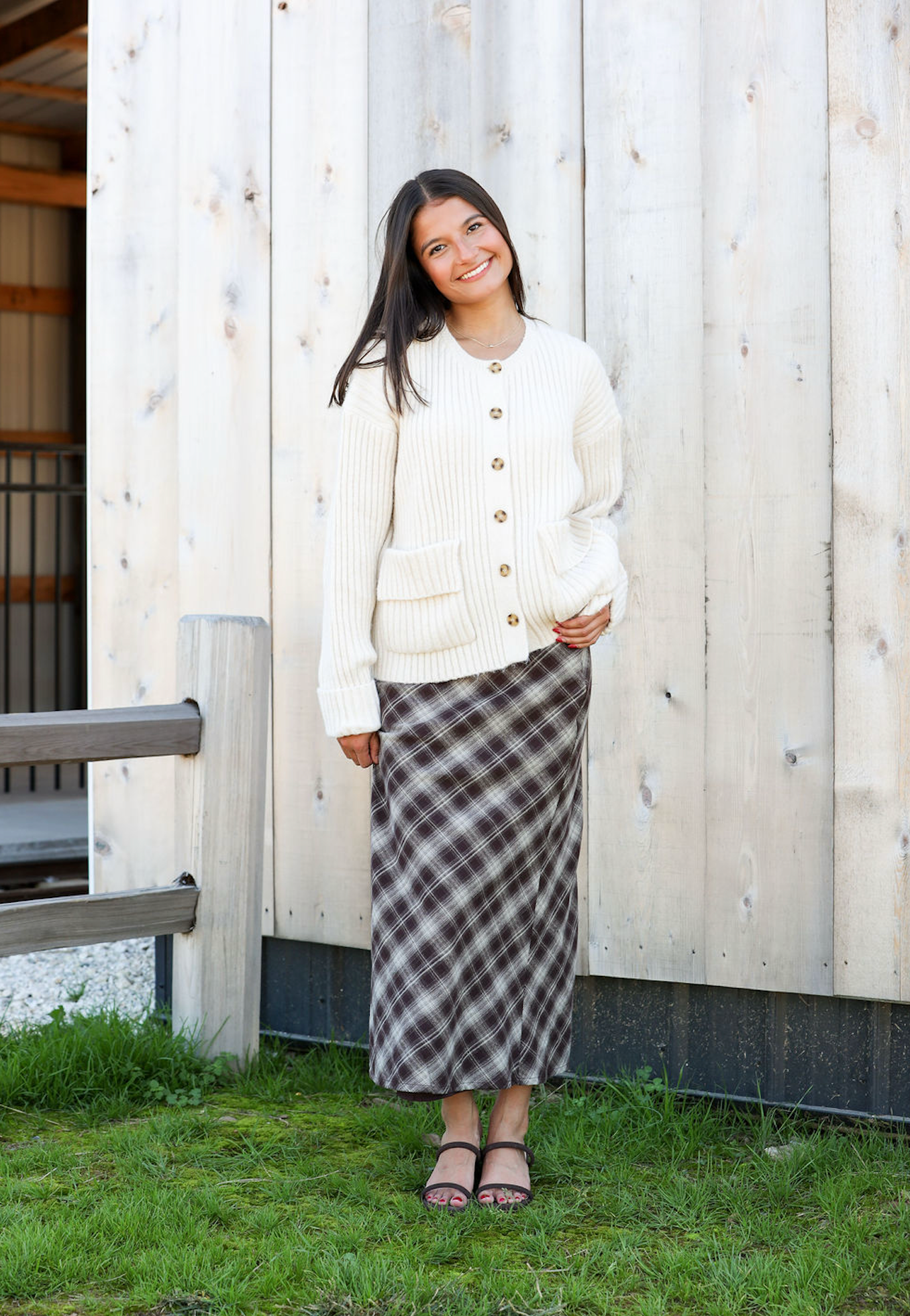 Plaid Checker Midi Skirt