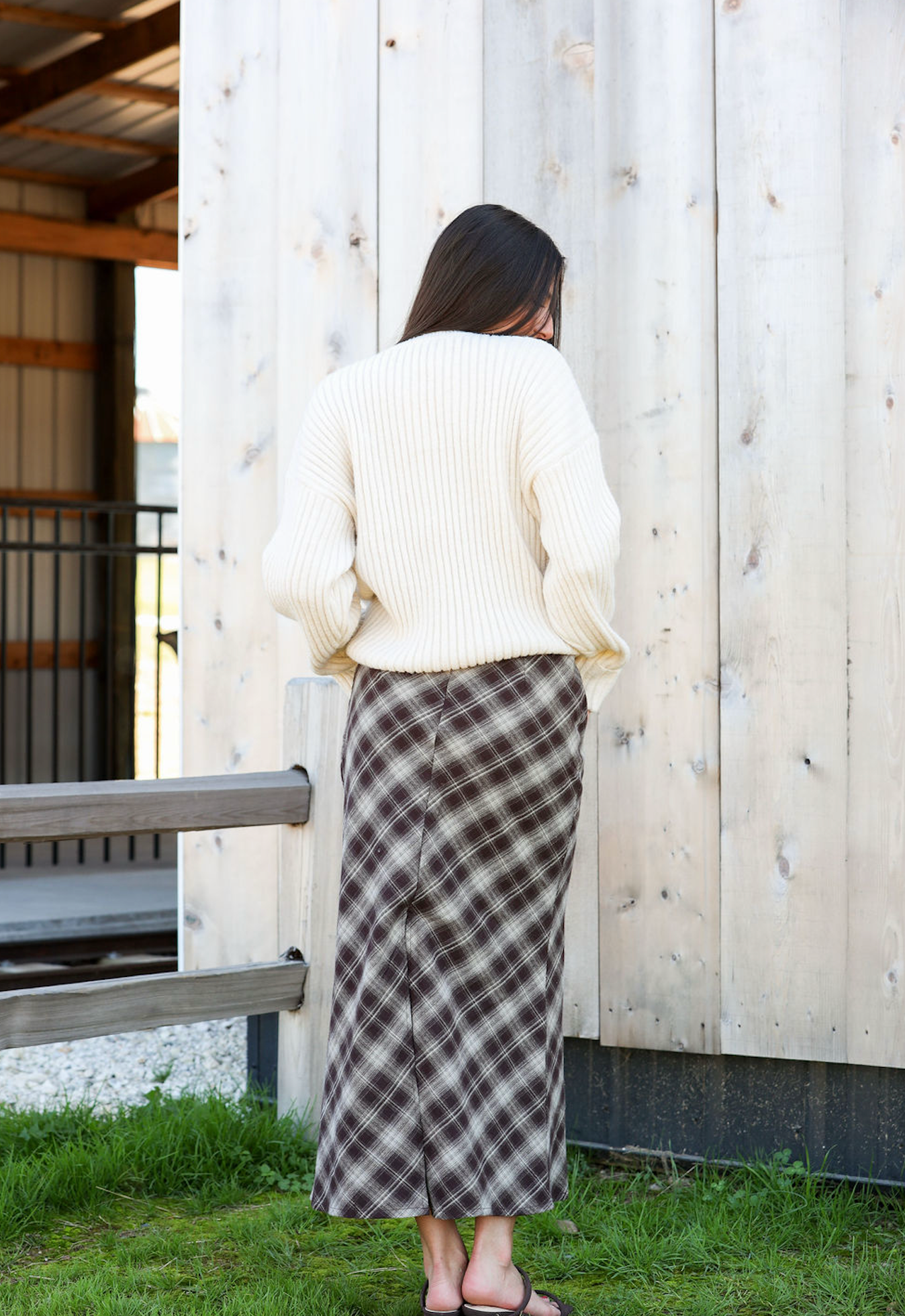 Plaid Checker Midi Skirt