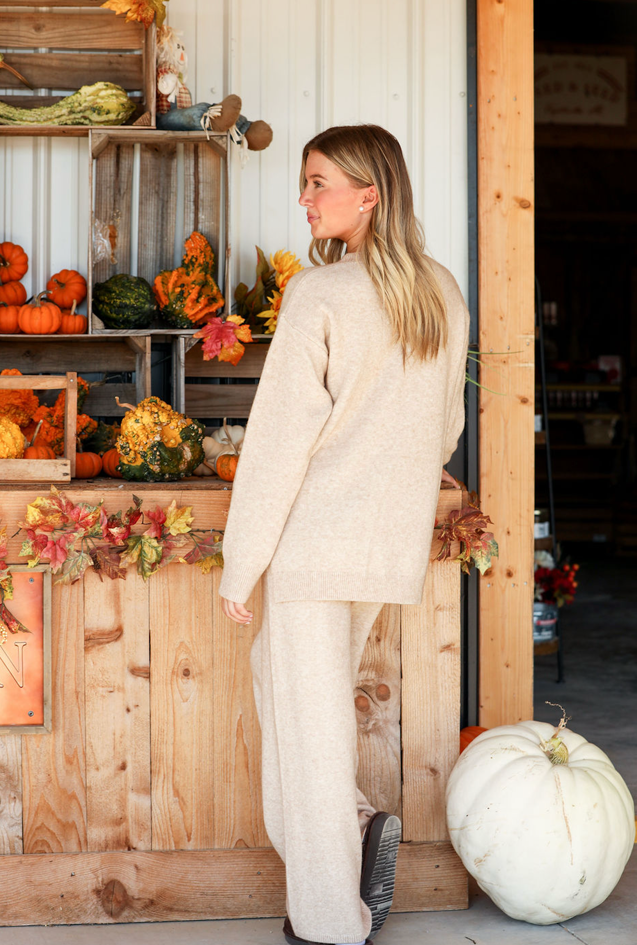 Loose Fit Sweater Top & Pants Set of 2 Mocha