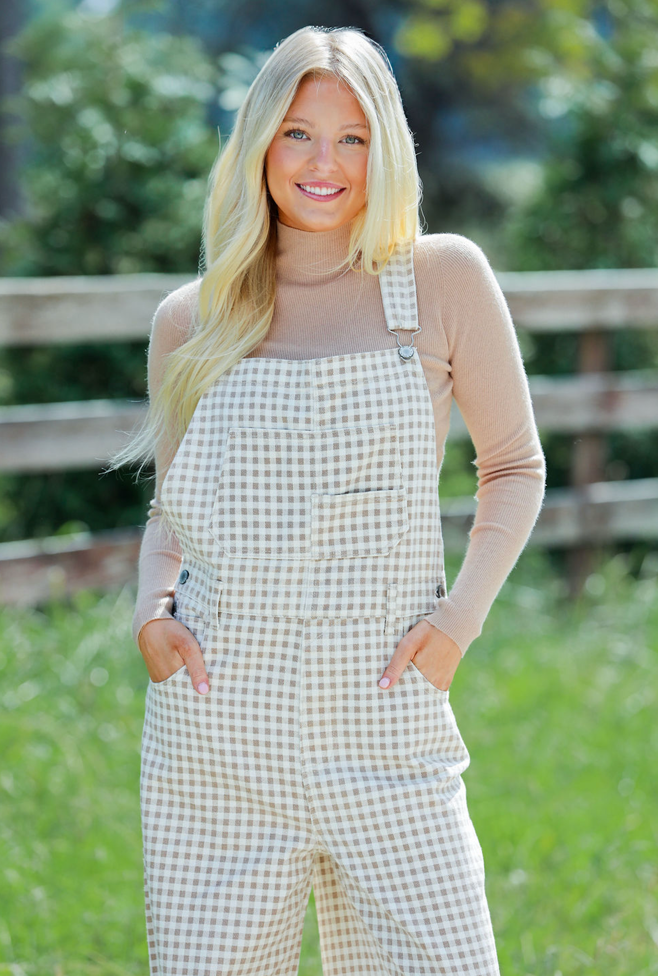 Cream/Taupe Denim Overalls