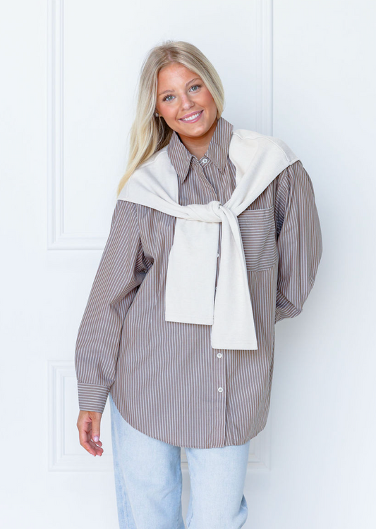 Layered Knit Striped Shirt