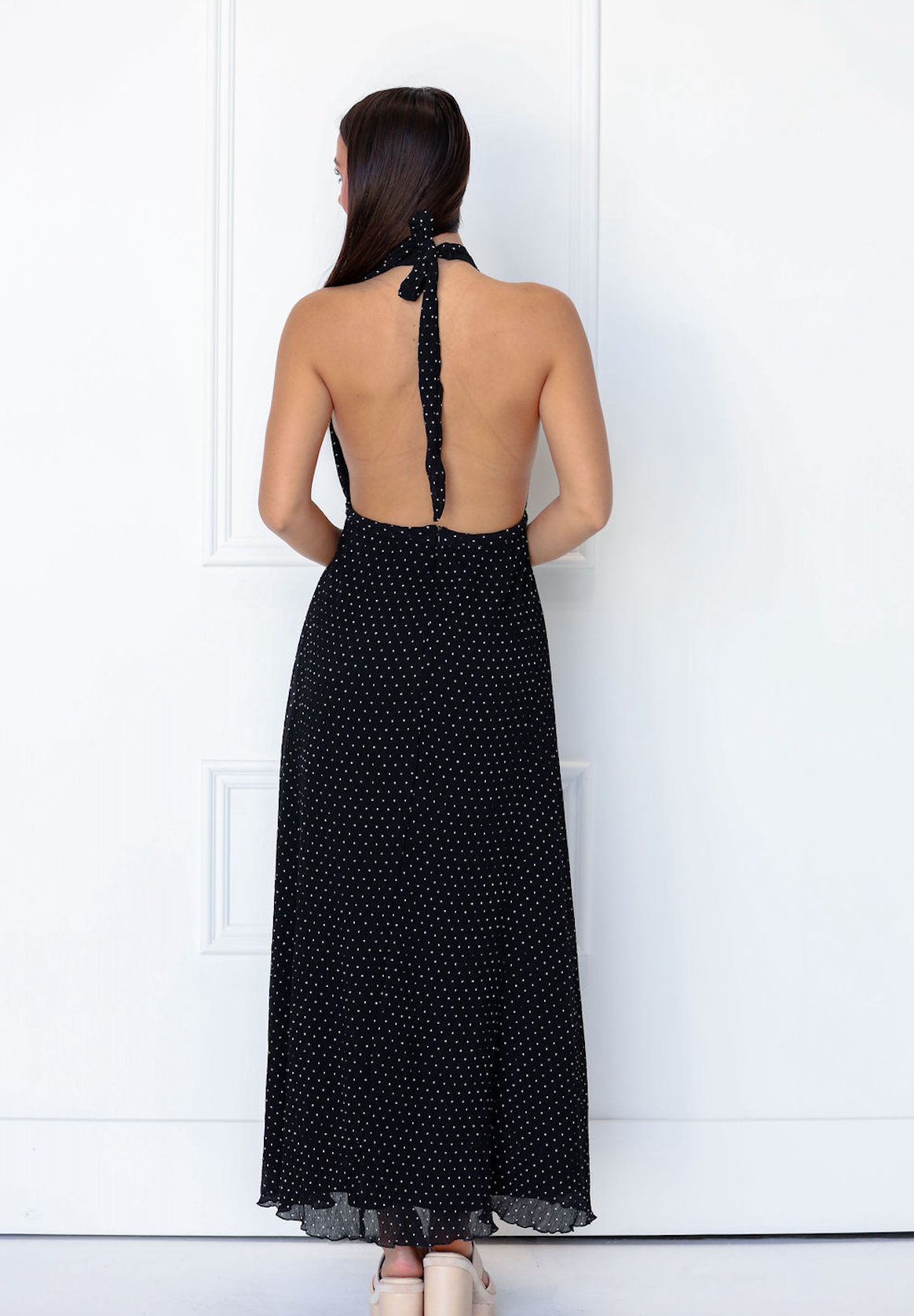 Polka Dot Halter Maxi Dress